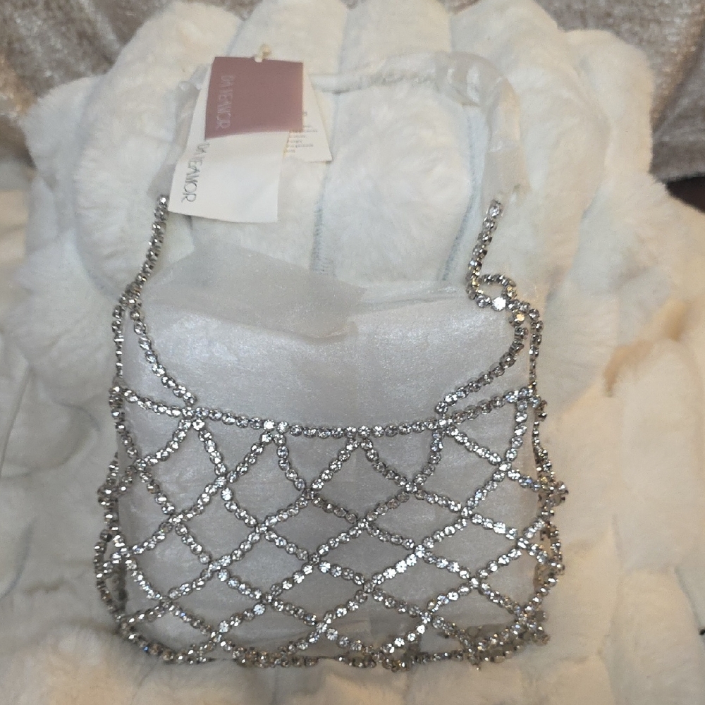 Crystal Mesh Evening Clutch in Silver